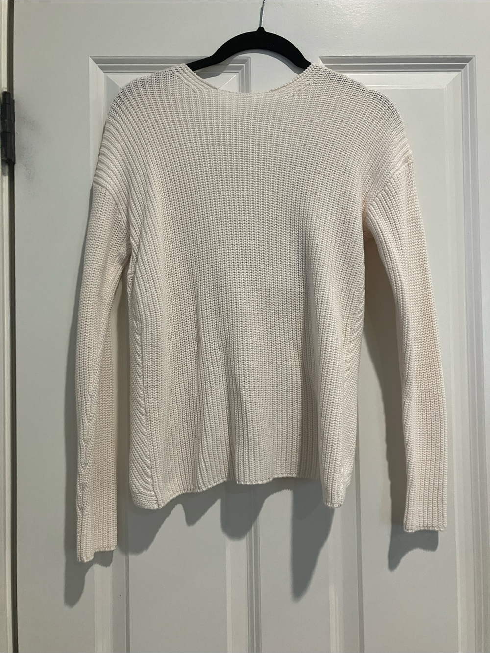 LOFT Cream Ribbed Crewneck Sweater
